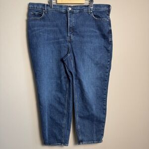 Old Navy Women's Sky High Straight Jeans Extra High Rise Blue Denim Size 22‎